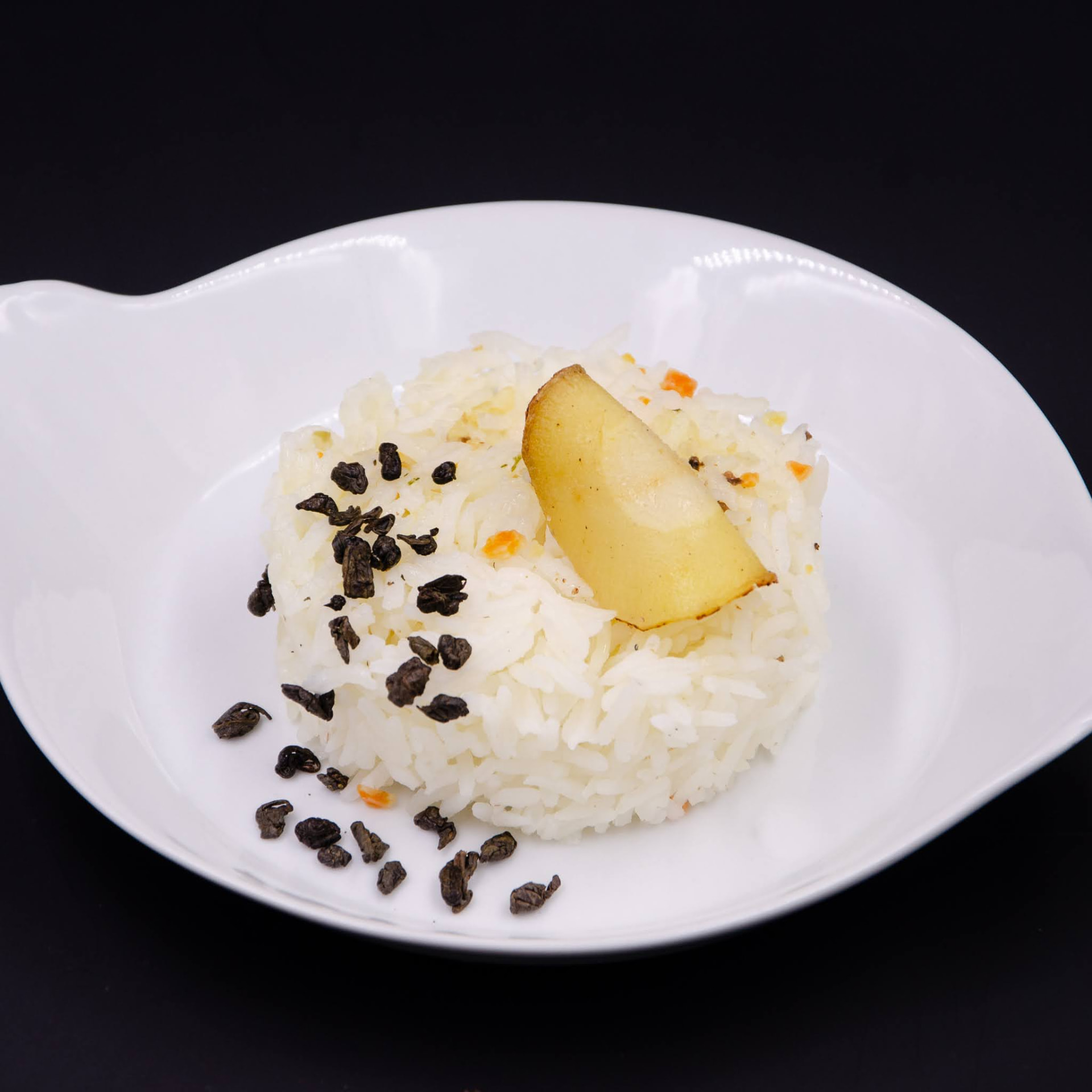 Riz parfumé et poire rôtie